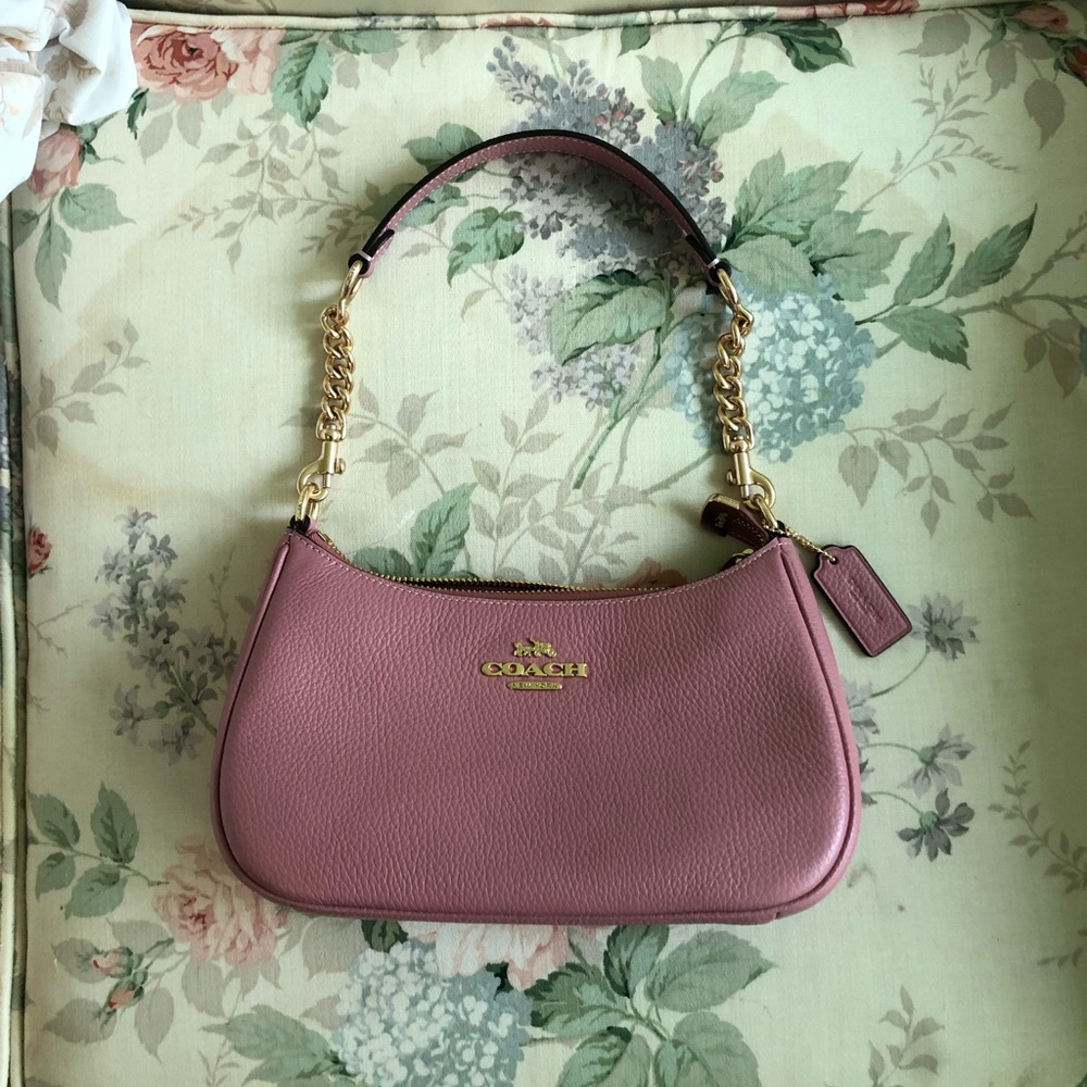 Coach Teri Leather Shoulder Bag in True Pink